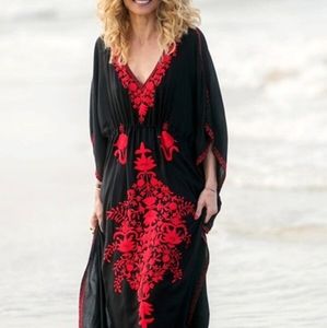 Vacation Dress Black & Red Maxi OSFM